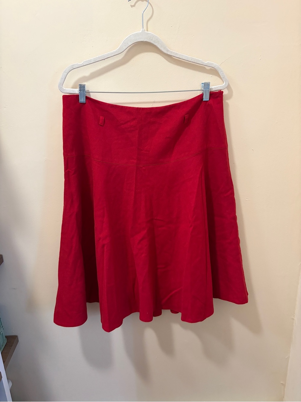 vintage laura ashley red wool midi flare skirt